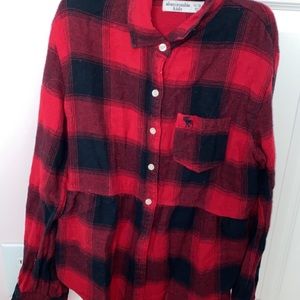 Red and black plaid cozy Abercrombie kids flannel